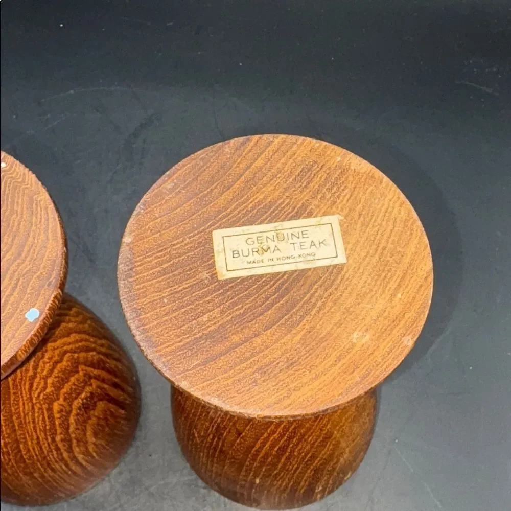Elegant Burma Teak MCM Wooden Candle Holders